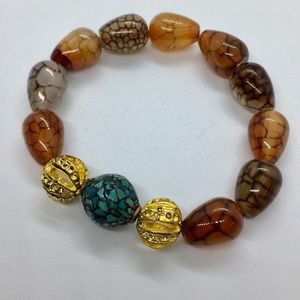 Tibetan turquoise & Natural stone wild agate beads